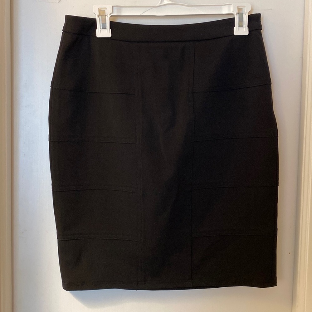 Insight woven black pencil skirt with seam detail, black, size 4